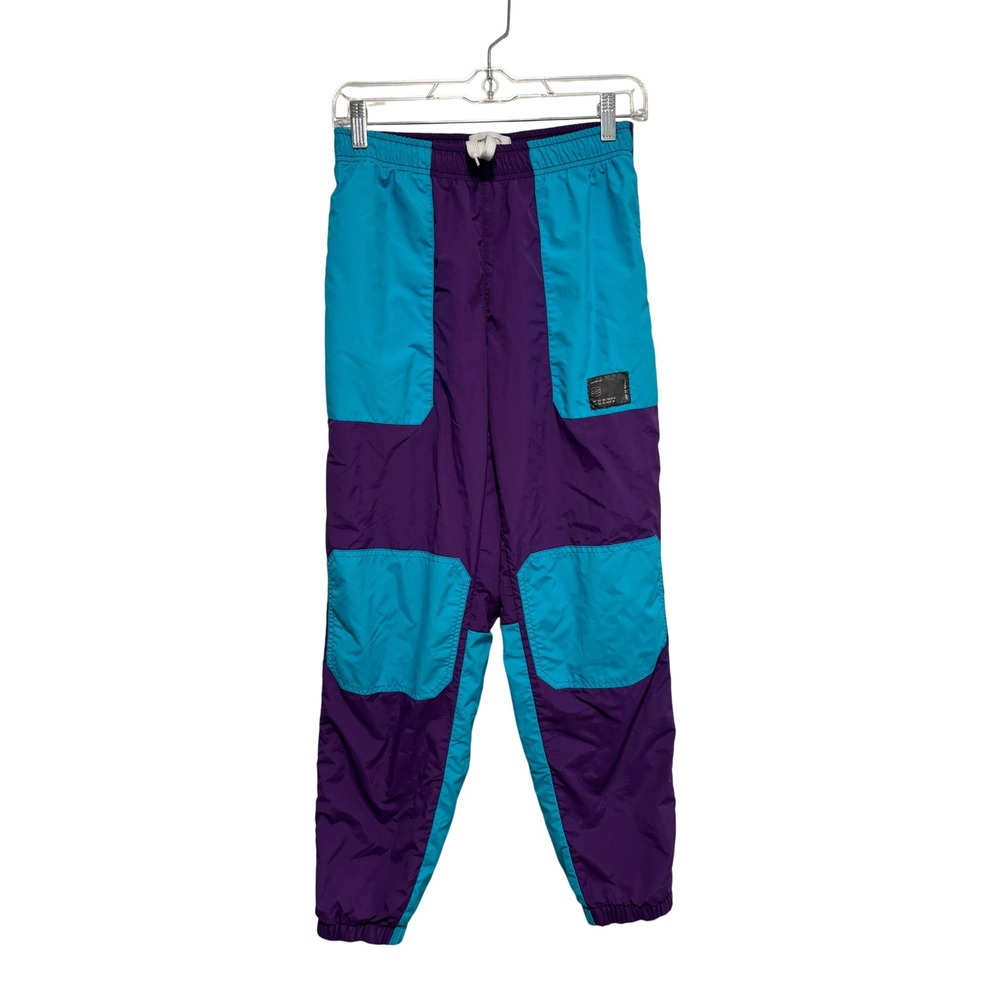 Urban Outfitters‎ Colorblock Nylon Windbreaker Pants Purple Teal Unisex Small